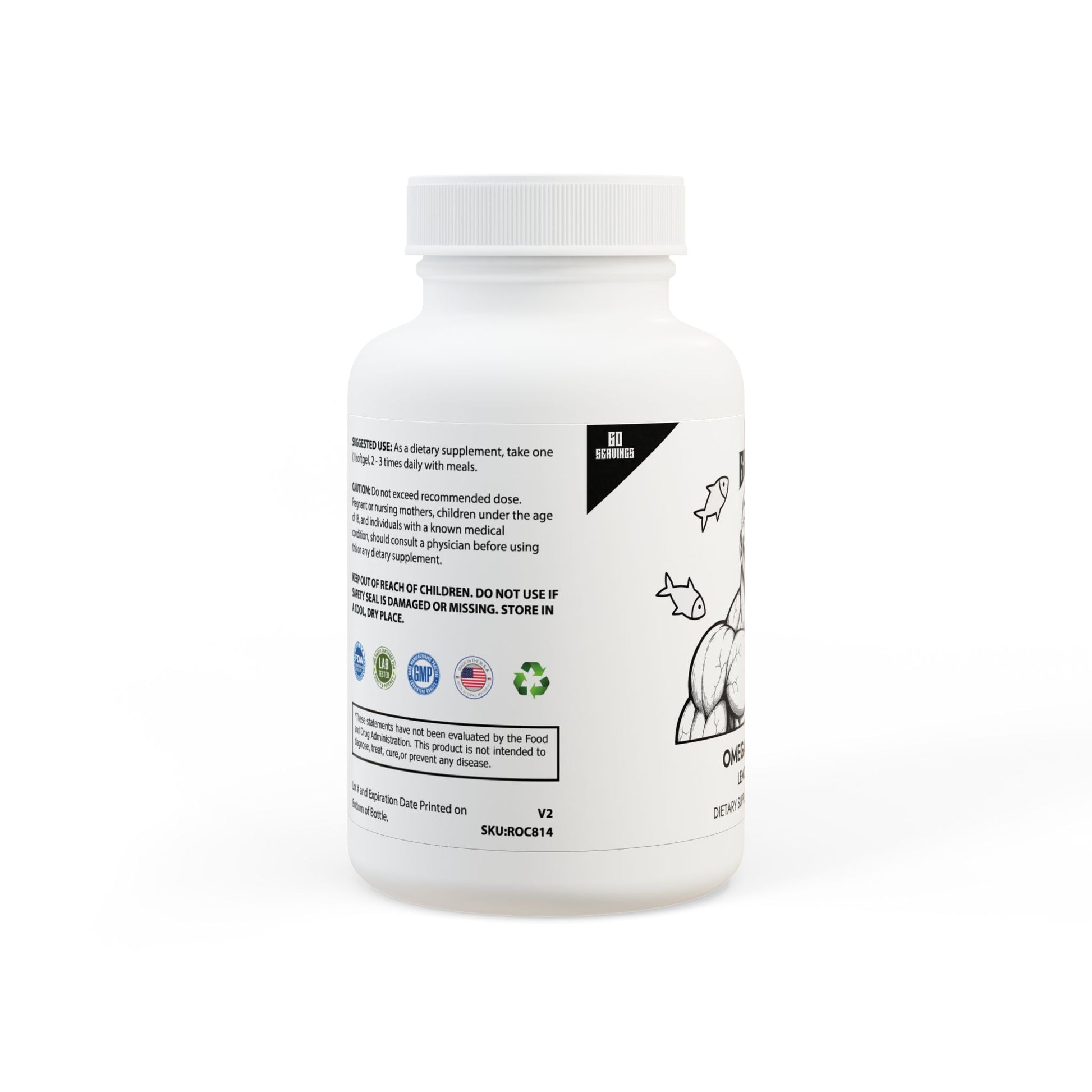 Omega 3 Fish Oil Supplement, Left Side