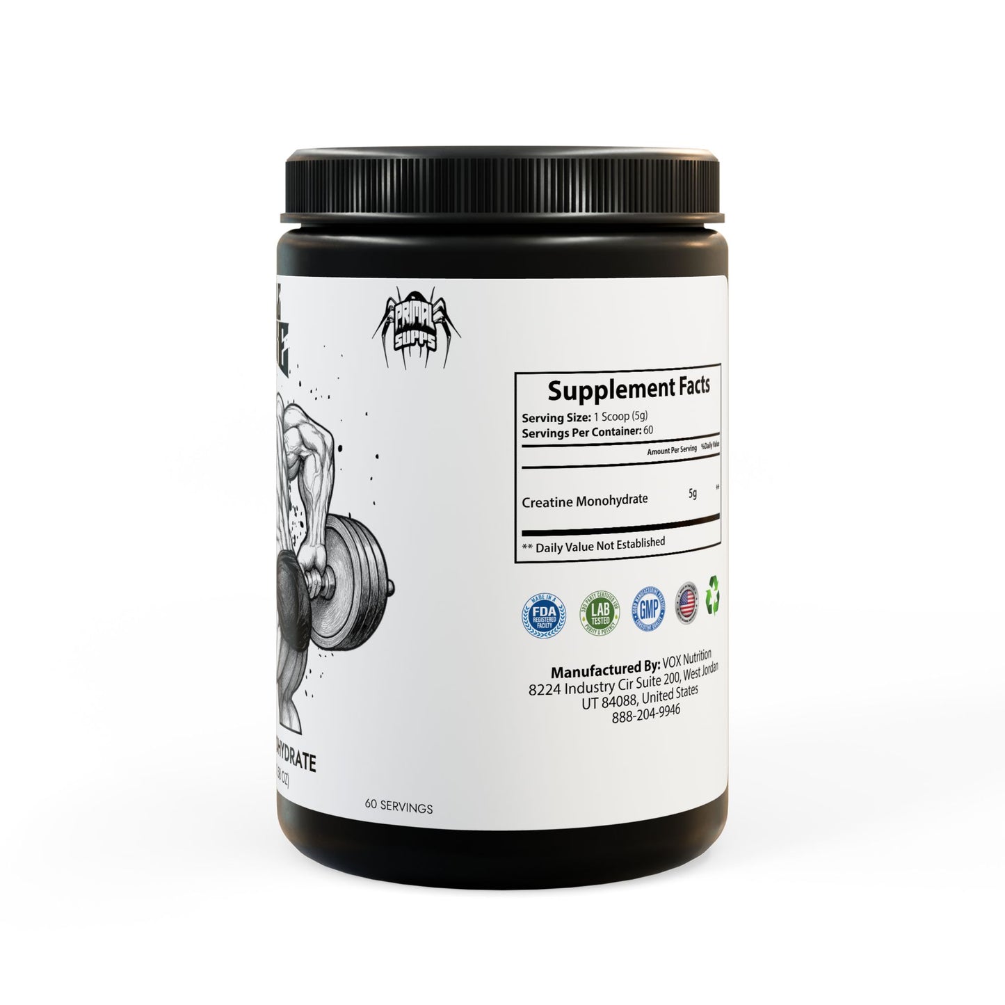 Creatine Monohydrate Supplement, Right SIde