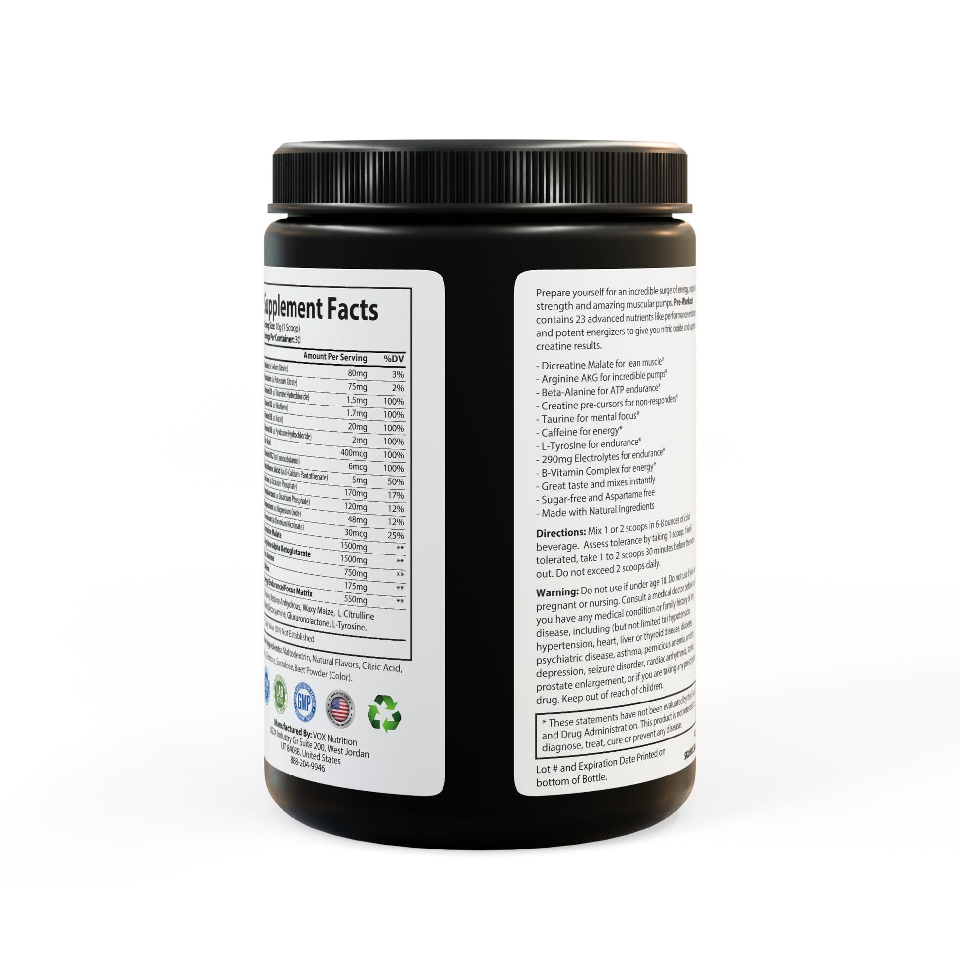 High-Performance Pre-Workout Supplement, Back Side