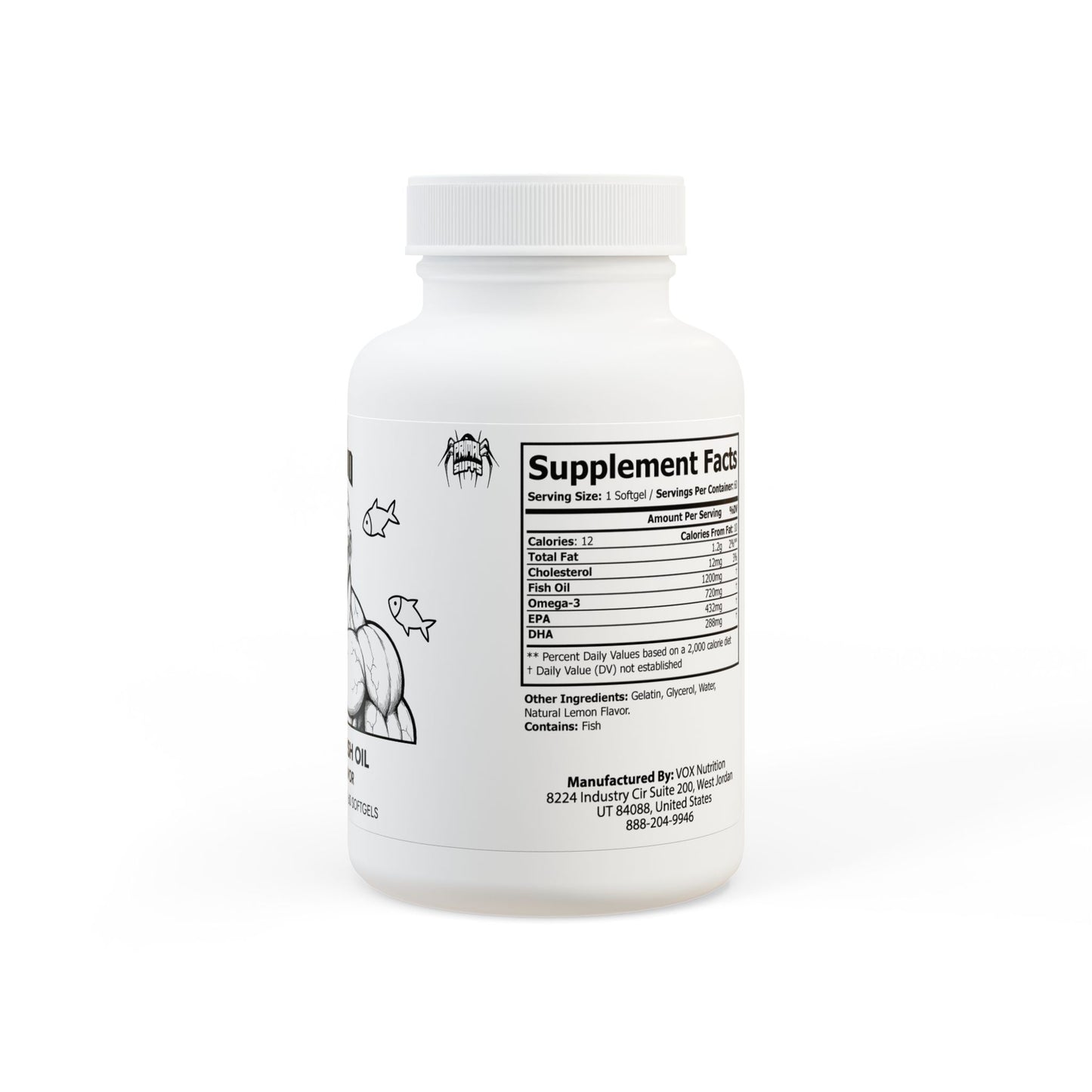 Omega 3 Fish Oil Supplement, Right Side