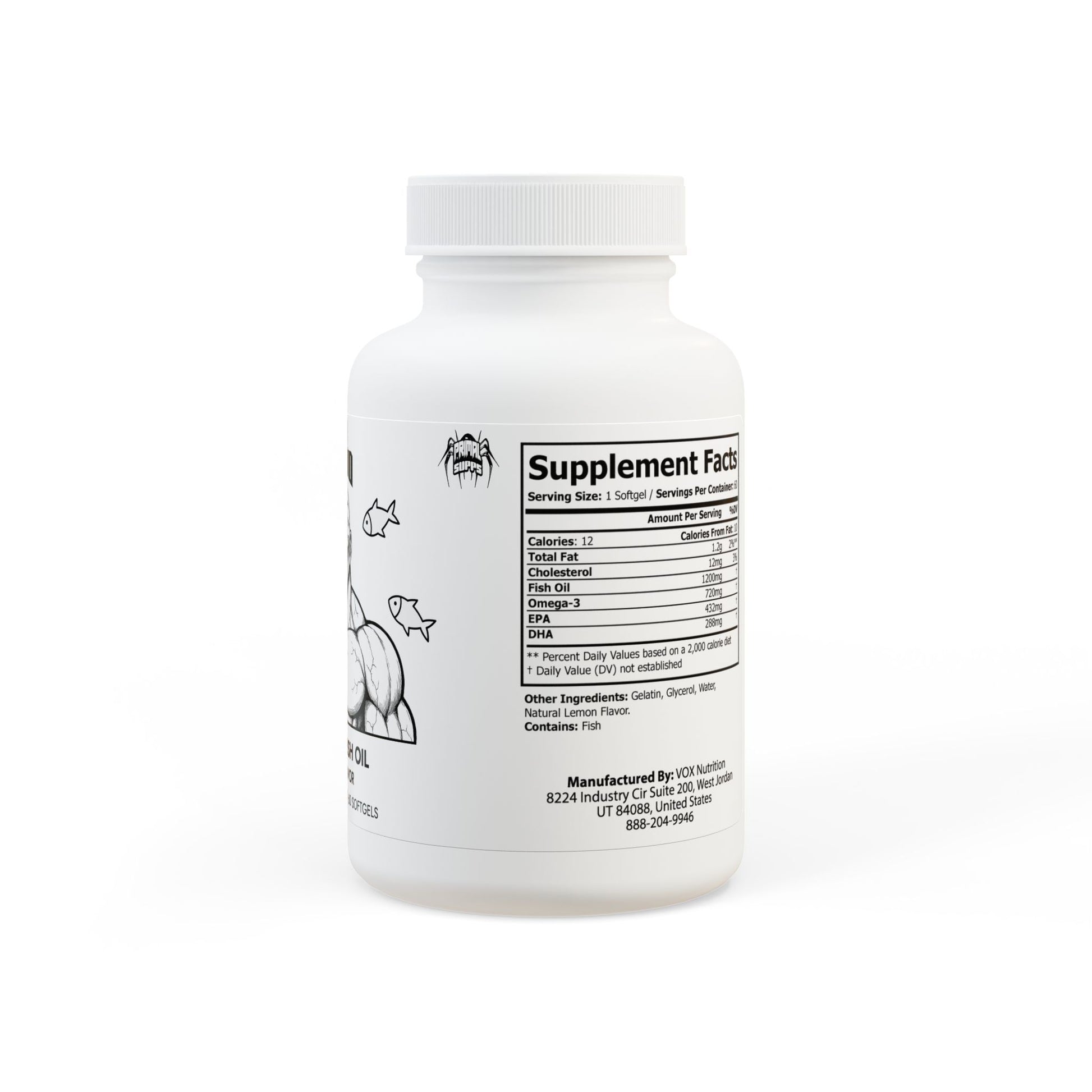 Omega 3 Fish Oil Supplement, Right Side