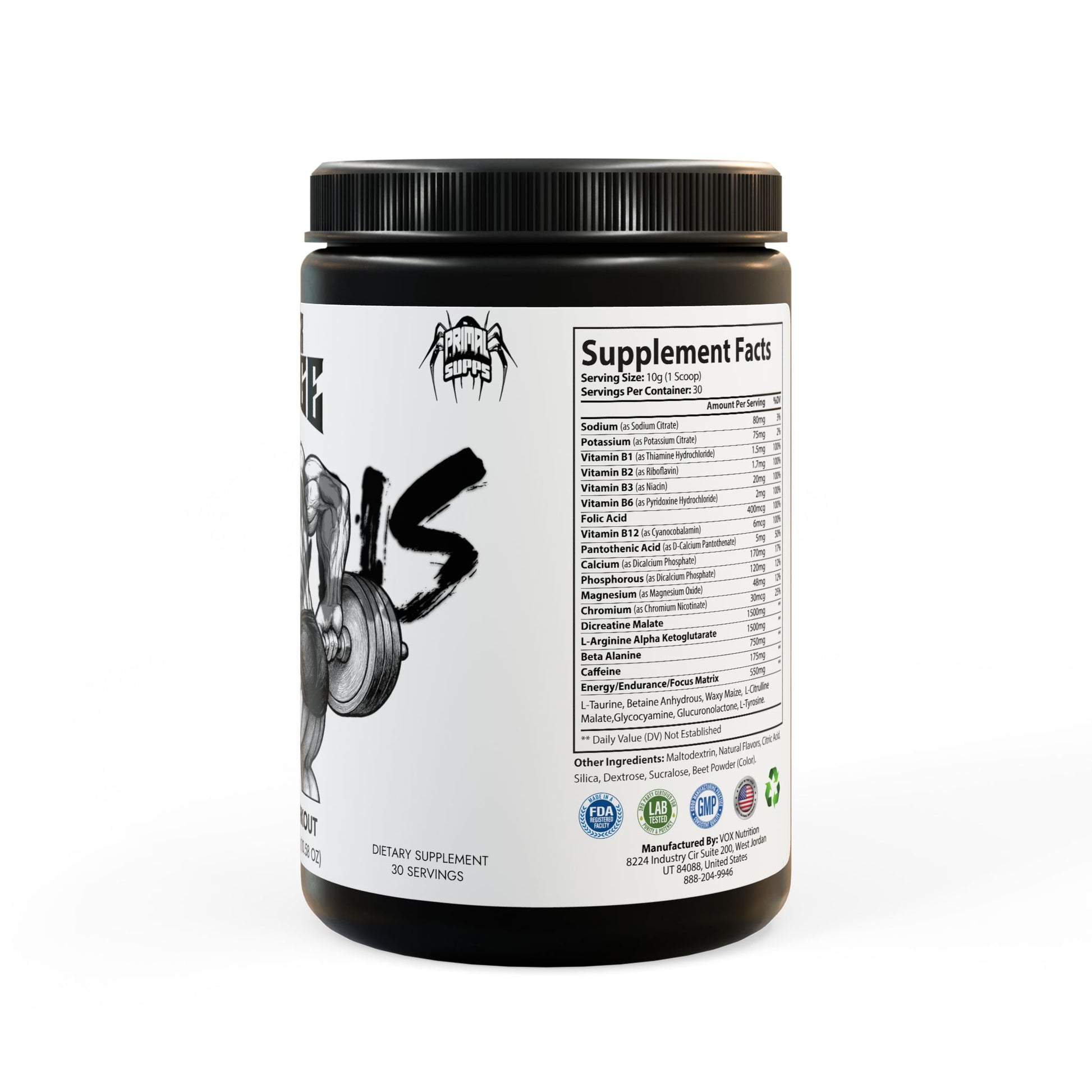 High-Performance Pre-Workout Supplement, Right Side
