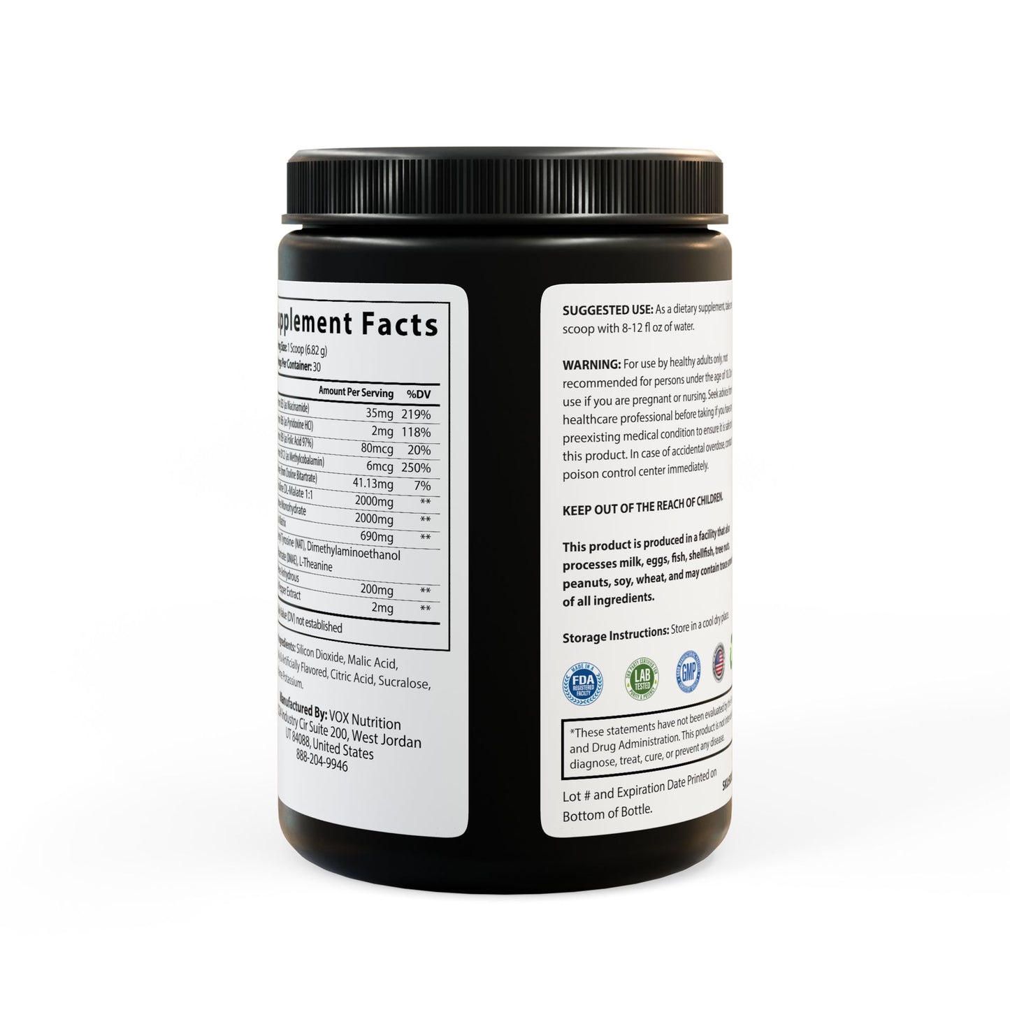 High-Performance Pre-Workout Supplement, Back Side