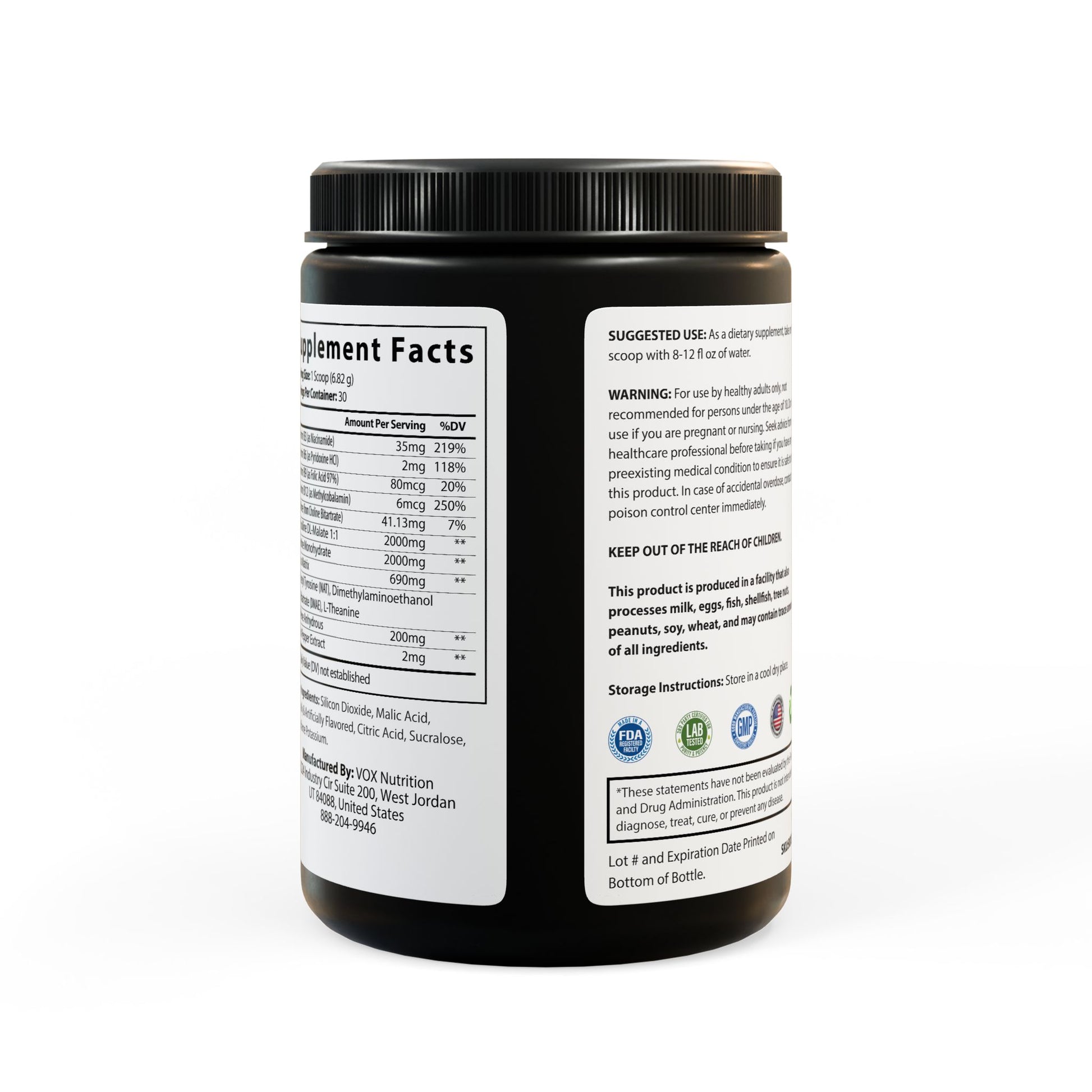 High-Performance Pre-Workout Supplement, Back Side