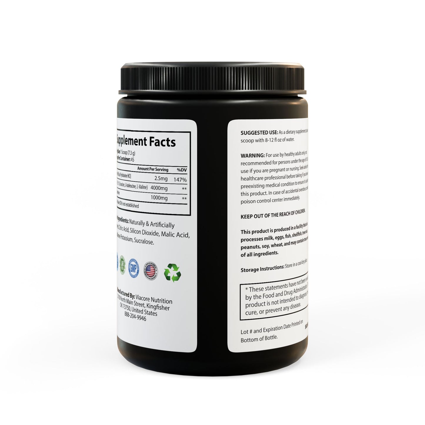 BCAA Supplement, Back Side